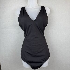 TA3 Black Corset Back Tie One Piece Swimsuit Size 2XL Tall Sculpting Slimming